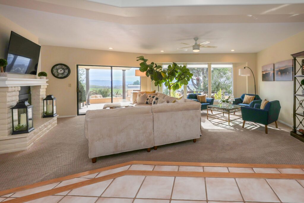Kiler Canyon Ranch House living room with hill views