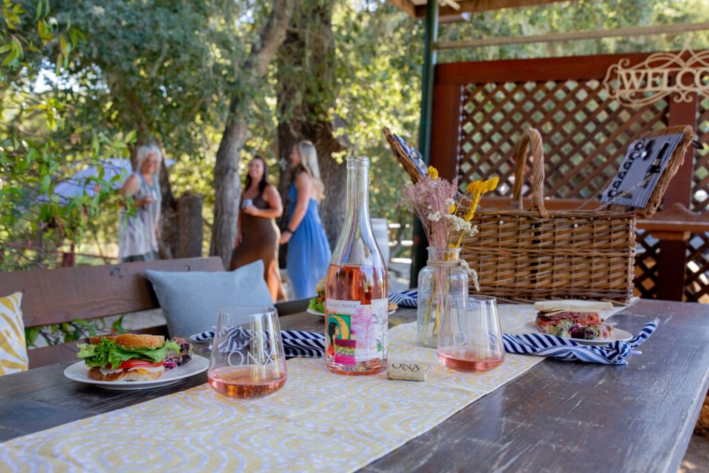 Celebration table setting with wine