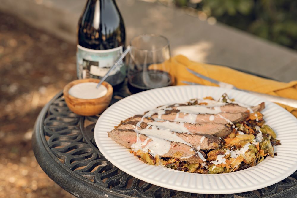 Flank Steak Caesar with Roasted Brussels