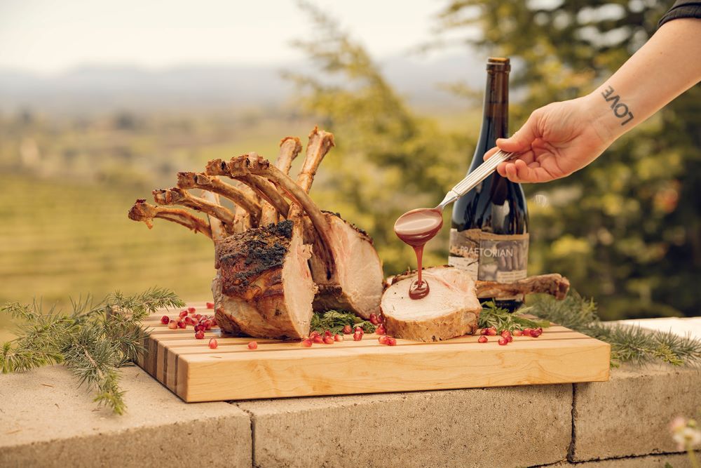 Roasted Rack of Pork with Pomegranate Sauce