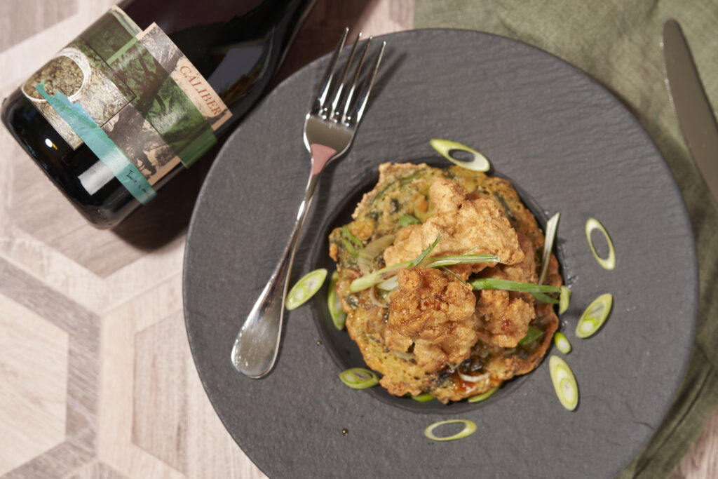 Tempura Chicken and Scallion Flatbread