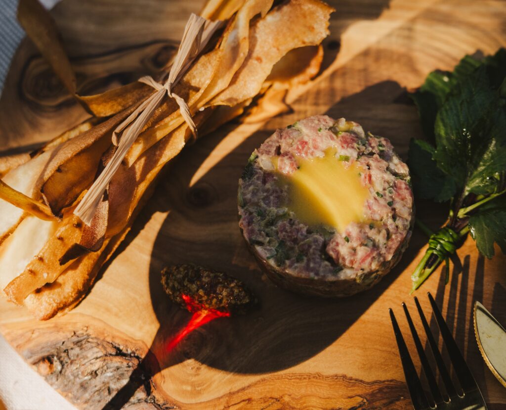 Beef Tartare with Parsnip Ribbons
