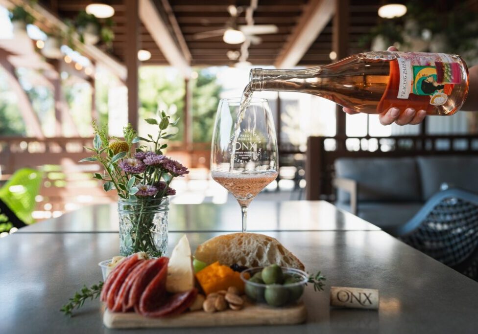 ONX wine being poured at the Tin City tasting room